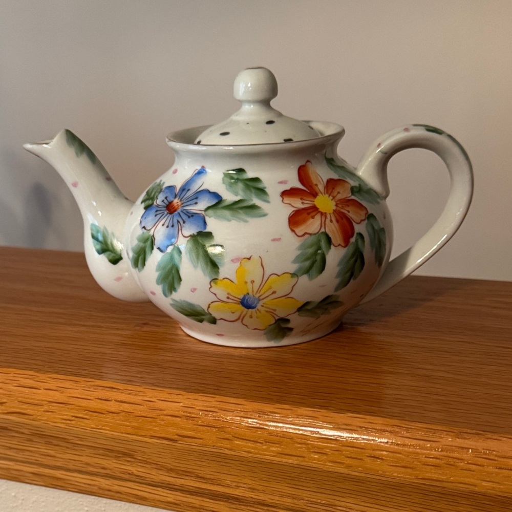 Hand-Painted Floral Ceramic Teapot